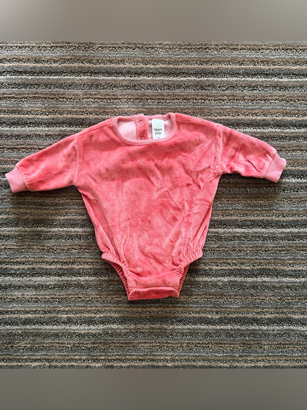Open Edit Baby Light Orange or Coral Pink Long-Sleeve Baby Bodysuit